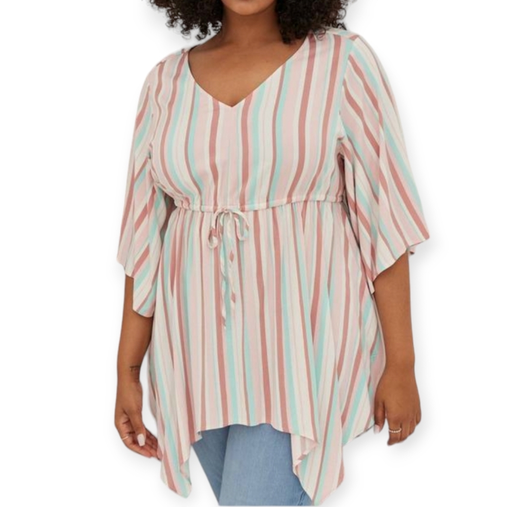 TORRID Babydoll Stretch‎ Challis Dolman Sleeve Tunic Top 4
